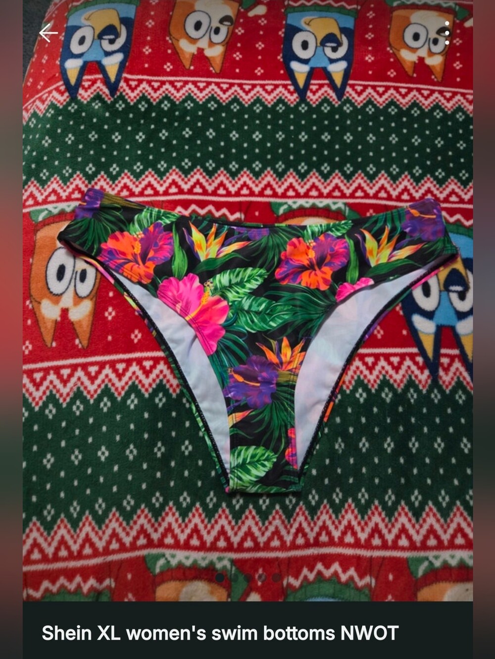 Girls Tropical Floral Bikini Bottoms - Black Multicolor Xl